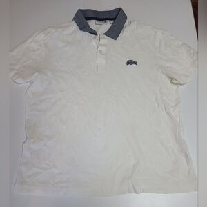 Lacoste Men's White Polo with Gray Collar